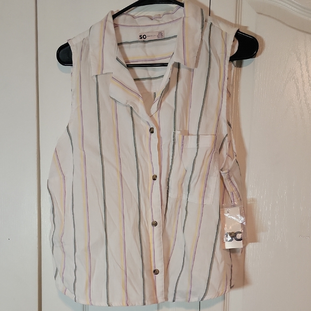 SO Women's Striped Sleeveless Top - Multicolor